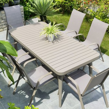 開發票 超低價 戶外休閒桌 戶外桌椅庭院室外露臺北歐花園別墅院子露天外擺休閑鋁合金長方桌 快速出貨