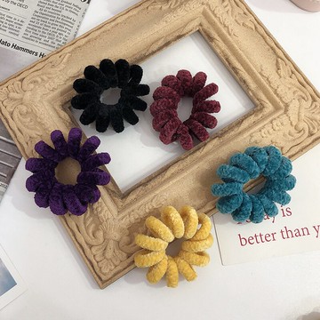 毛絨電話線發圈少女簡約ins頭繩復古氣質發繩扎頭發皮筋百搭發飾