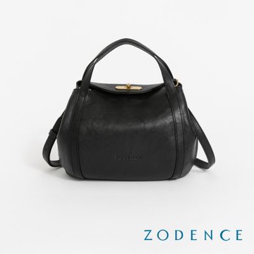 ZODENCE LUCY義大利植鞣革手提斜背燈籠包-深邃黑