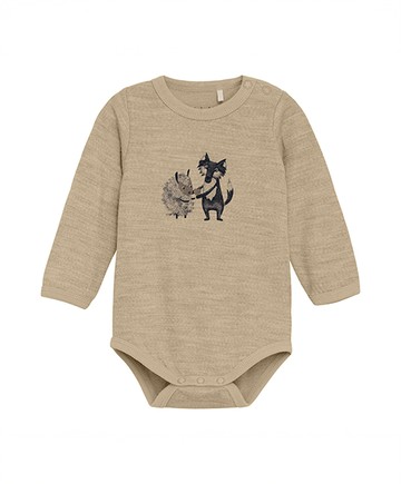 動物好朋友褐色羊毛長袖包屁衣80cm