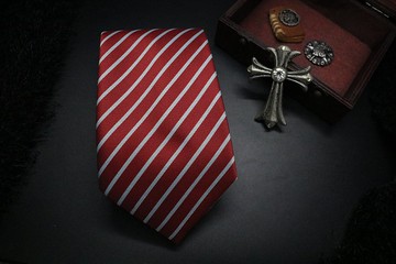 紅色絲質條紋領帶/婚禮小新郎necktie