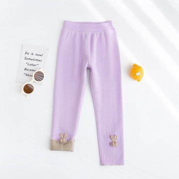 FANMOU - 厚棉童趣內搭褲-小兔子-紫色