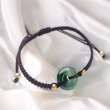 【願‧平安】冰飄花翡翠平安扣編織手鍊 |天然緬甸玉翡翠A貨|送禮