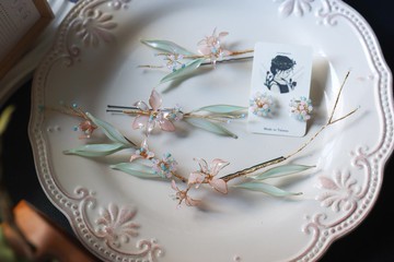 薄荷花曦 新娘頭飾 婚紗新娘頭飾 五件組