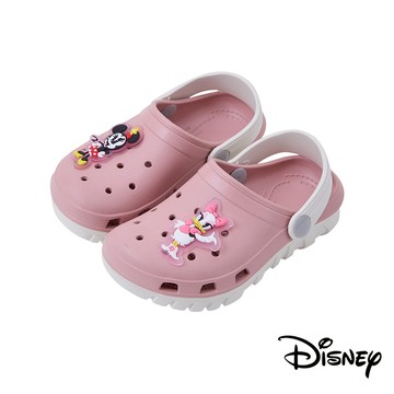 【迪士尼童鞋】不對稱造型飾釦輕量雙色洞洞鞋-玫瑰粉(米妮與黛西)