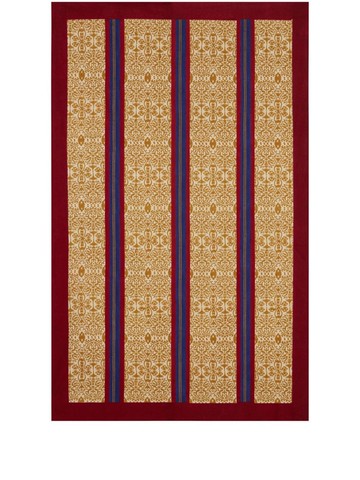 Lisa Corti - abstract-print striped table cloth - unisex - pure cotton - One Size - Neutrals