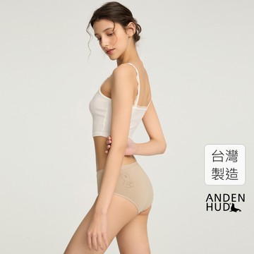 【Anden Hud】抗菌系列．緊帶高腰三角內褲(灰卡其-潦草熊) 純棉台灣製