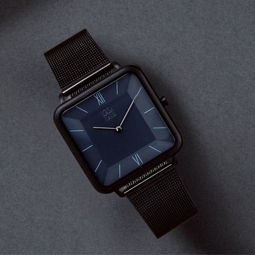 THIN 5011 時尚極簡晶礦方錶 - 黑