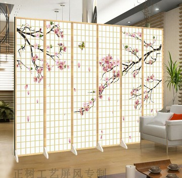 日式浮世繪折疊屏風隔斷客廳時尚玄關入戶家用遮擋招財貓裝飾/屏風/擋風屏/隔斷屏/遮擋屏/折疊屏/玄關屏風/客廳屏風