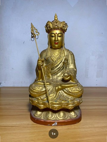 木雕造像，地藏王，開臉好，正金飽滿，神態逼真，大小適中，比例
