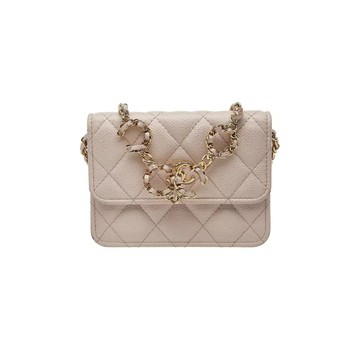 CHANEL AP2306 荔枝紋鏈條字母卡包 (2021)