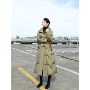 大翻領鵝絨服女長款冬季2025新款高級感收腰顯瘦白鵝絨超好看外套