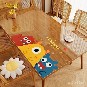 💥台灣倉庫出貨💥 多巴胺 透明 桌墊 隔熱墊 耐高溫 餐桌布 防水 防油 免洗 卡通 茶幾墊 軟玻璃 可定製