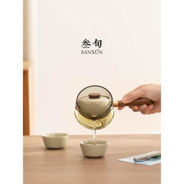 (免運)叁旬汝窯轉轉泡自動懶人泡茶神器家用陶瓷功夫茶具輕奢高檔泡茶壺