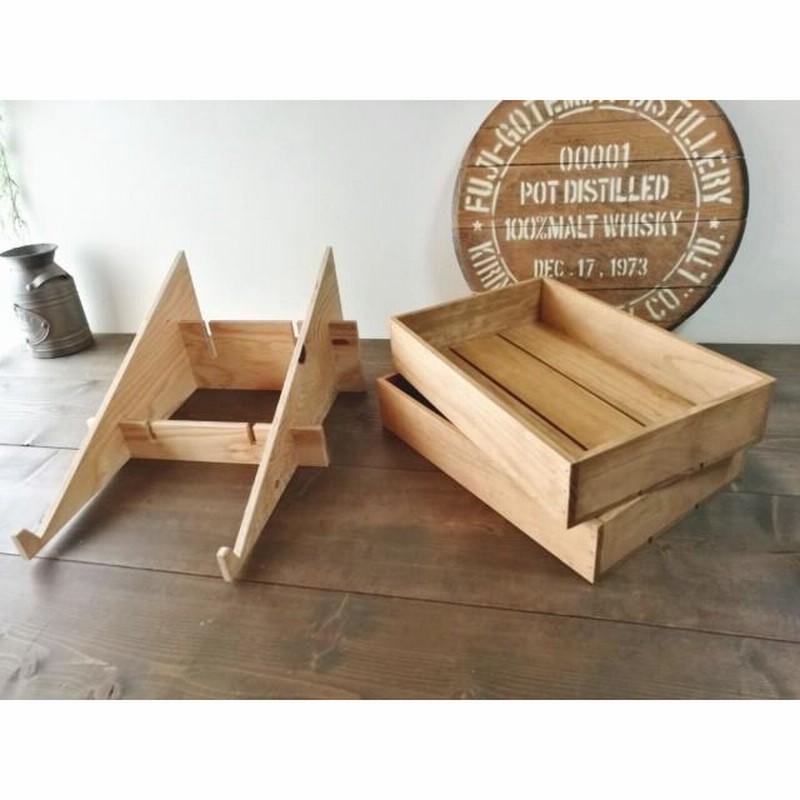 マルシェ傾斜ディスプレイ完成セット（傾斜台と木箱のセット