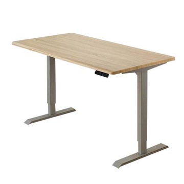 【空間特工】FUNTE電動升降桌_二節式桌腳|120x80cm｜加拿大楓木四方桌灰色桌腳