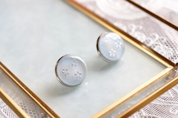 樹脂藝術 圓形耳環・流水花