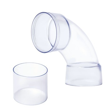 【得擘】 4吋 透明 90度 彎頭 可接透明直管 轉接管 轉接彎管 木工 集塵 接口內徑4吋