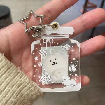 🍀初夏上新🍀小紅書文創雪花掛件證件一寸照片小卡套收納鑰匙扣書包創意裝飾品