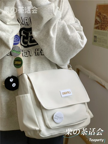 ins大學生斜挎包上課休閑背包單肩包 日系包包女原宿復古郵差包男