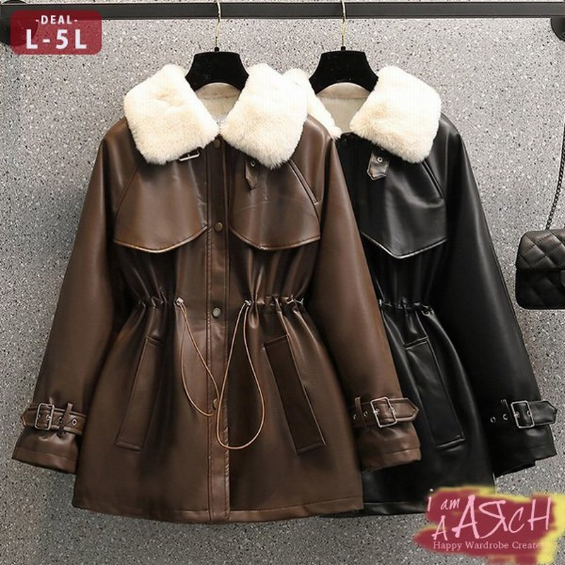 大きいサイズ レディース ファッション コート アウター ぽっちゃり おおきいサイズ あり トレンチコート風デザイン ボア襟 ジャケット L Ll 3l 4l 5l 秋冬 通販 Lineポイント最大0 5 Get Lineショッピング