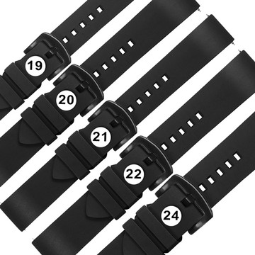 Watchband / 19.21 mm / 各品牌通用 快拆 矽膠錶帶 鍍黑不鏽鋼扣頭 黑色 ＃804-14-BK-B