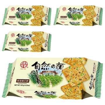 中祥 自然之顏 紫菜蘇打餅 香脆涮嘴 嚴選紫菜青蔥 清爽香酥  120g  4包