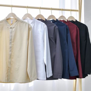 春秋男長袖中國風盤扣亞麻襯衫復古休閑青中年立領寬松棉麻潮襯衣