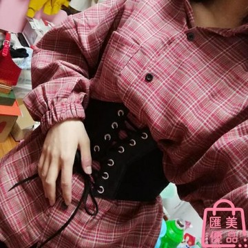 時尚復古松緊襯衣布腰封外搭寬腰帶女配裙子裝飾【聚寶屋】