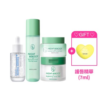 春日美肌限定◆【SEXYLOOK 西西露】去黃水光4件組(夜光霜50ml+夜光水150ml+仙人掌棉片50片+雙精萃30ml/積雪草外泌體精華35ml)+贈護唇精華7ml  #仙人掌 #先霜後水
