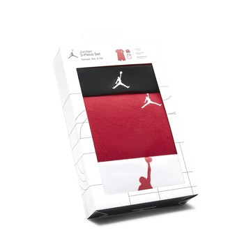 [ACS] Nike 包屁衣 Jordan Jumpman Baby Rompers 紅 黑 小朋友 帽子 口水巾 純棉 JD2413038NB-001