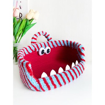 毛絨可愛茶幾玄關置物籃貓窩棉線