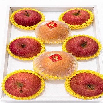 【水果達人】綜合蘋安果梨雙拼組8粒裝禮盒x1箱(日本青森蜜蘋果6顆+梨山雪梨2顆)(年節送禮 春節禮盒)