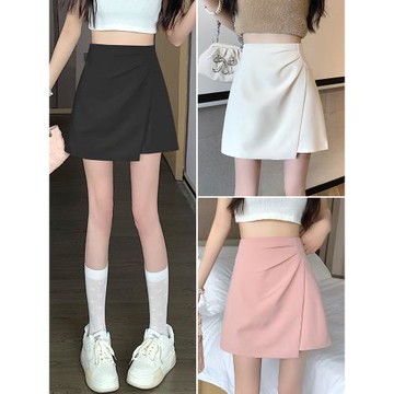 高腰黑色短裙2025新款包臀裙不規則百褶半身裙女秋冬A字裙裙子潮