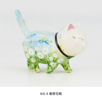 名畫水彩手繪貓咪公仔【花園系列】