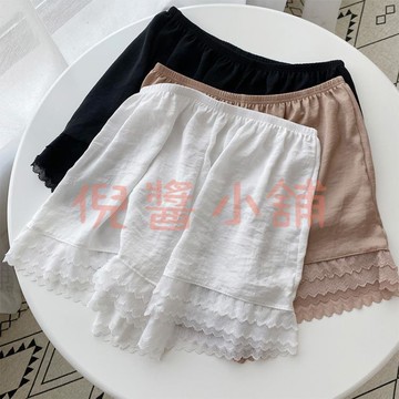 內搭短褲/安全褲 夏季薄款安全褲女防走光寬松可外穿蕾絲純色不卷邊jk打底保險短褲【倪醬小鋪】
