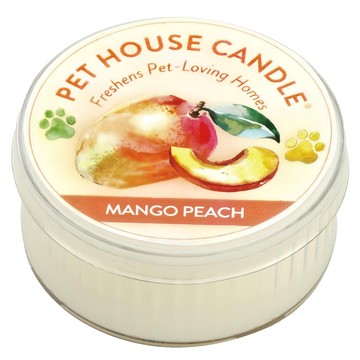 PET HOUSE 室內除臭寵物香氛蠟燭 芒果蜜桃 100%全天然黃豆蠟 純棉芯  43g  1罐