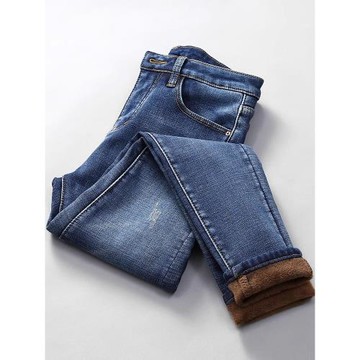 加絨牛仔褲女緊身鉛筆褲高腰彈力顯瘦大碼女裝胖mm小腳褲2025新款