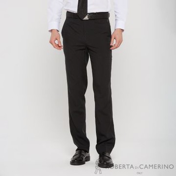 ROBERTA諾貝達 男裝 魅力剪裁 黑色平口西褲(涼爽透氣)