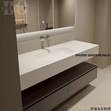 免運 可開發票 【破損包賠】可麗耐一體盆洗漱臺巖板浴室櫃組合浴櫃組雙層洗手臺衛浴洗手洗臉盆定製BOW19