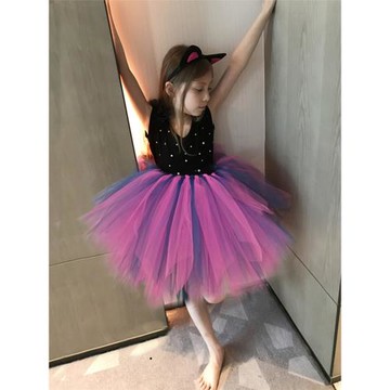 兒童禮服女童學貓叫演出服萬圣節游園服裝女孩小甜貓蓬蓬公主裙
