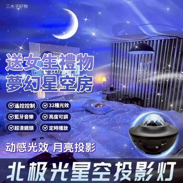 台灣出貨🔥 星空投影燈 小夜燈 星空燈 房間氣氛燈 助眠音樂星光燈 led夜燈 生日禮物 流动投影燈 房間氛圍燈