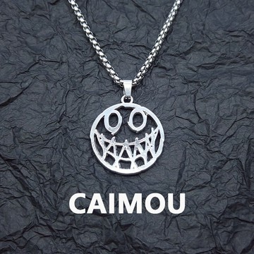 CAIMOU飾品恐怖笑臉項鏈男女潮嘻哈2021年新款潮網紅鈦鋼吊墜配飾