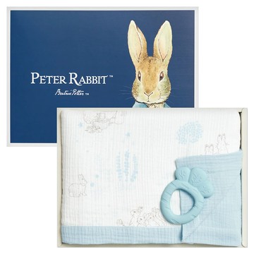 奇哥 比得兔天絲泡泡紗被安撫禮盒  藍色  100 x 100cm