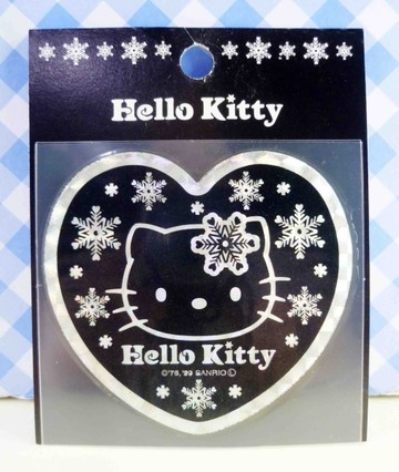 【震撼精品百貨】Hello Kitty 凱蒂貓~KITTY貼紙-閃光貼紙-雪花黑心(小)