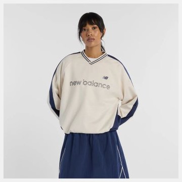 NEW BALANCE NB 長袖上衣 女 緞面 寬鬆版型 美規 杏 WT61145ILIN