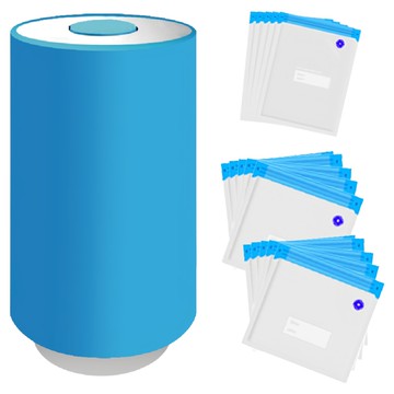 豪割達人 迷你小型兩用抽真空機 附真空袋 大 10個 + 小 5個 CZ002 藍色