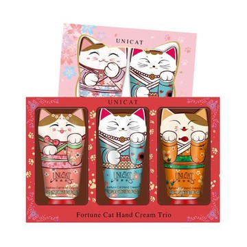 【UNICAT 變臉貓】萌貓經典招財貓護手霜3入禮盒+好緣自來 招財貓護手霜2入禮盒(紅+粉) 七夕禮盒 情人節送禮 中秋禮盒 生日禮物