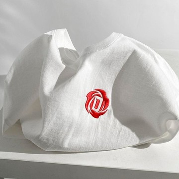 rose玫瑰花精品刺绣美式重磅t恤男女班服定制纯棉短袖ins休闲透气 7W