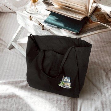 感受生活 經典黑 大方口 帆布包